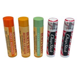 Lot of 5 Lip Balms‎ – Burt’s Bees & ChapStick – Assorted Flavors (New & Sealed)